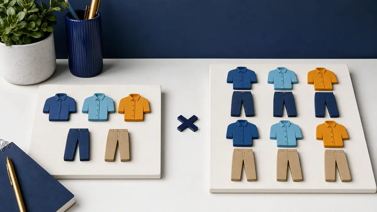 Imagen editorial sobre principios básicos de combinatoria
